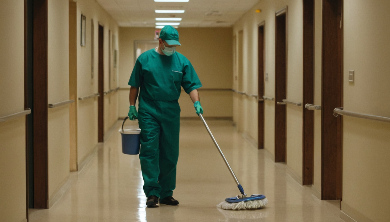 Medical facility cleaning professional