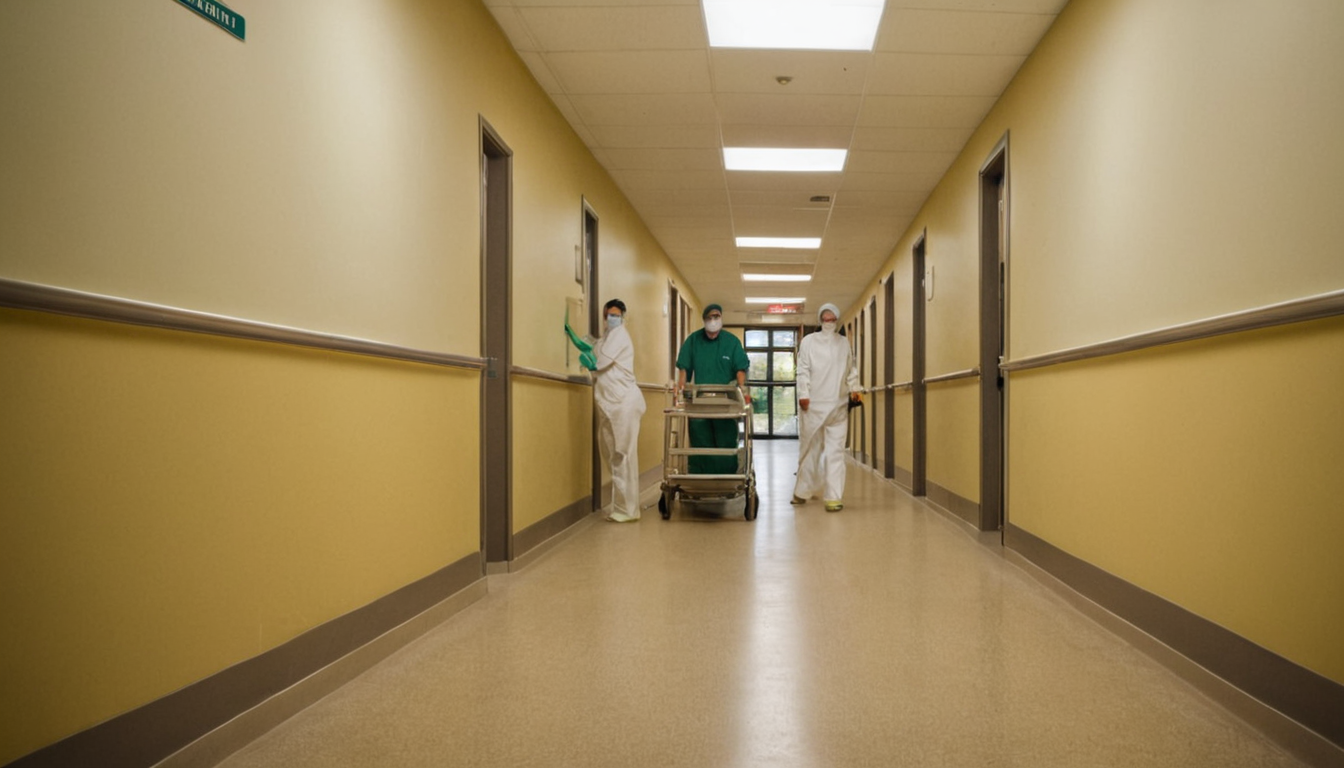 MediClean team member sanitizing surfaces